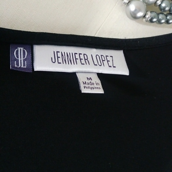 🎈Jennifer Lopez Black Deep V Neck Top Size M - Picture 5 of 5